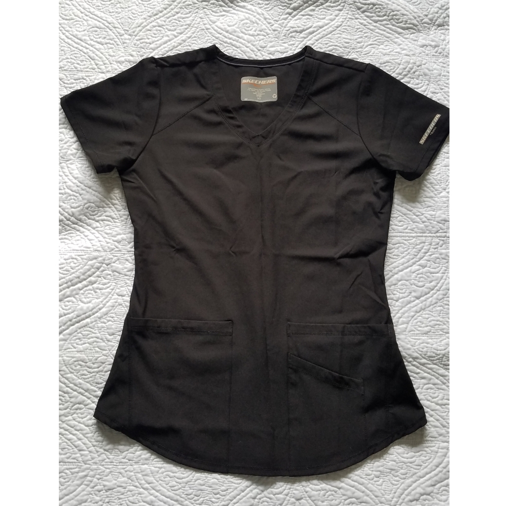 Black Sketchers Scrub Top